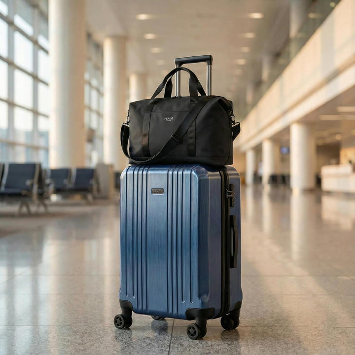FERGÉ Polycarbonat 5-teilig Koffer Set 77cm, 67cm, Handgepäck Koffer mit Reisetasche Kombi, sehr rob