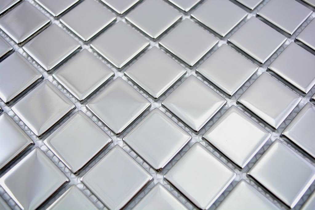 Mosaik Quadrat Crystal uni silber Glasmosaik Transluzent Transparent 3D Fliesenspiegel, Mosaikstein