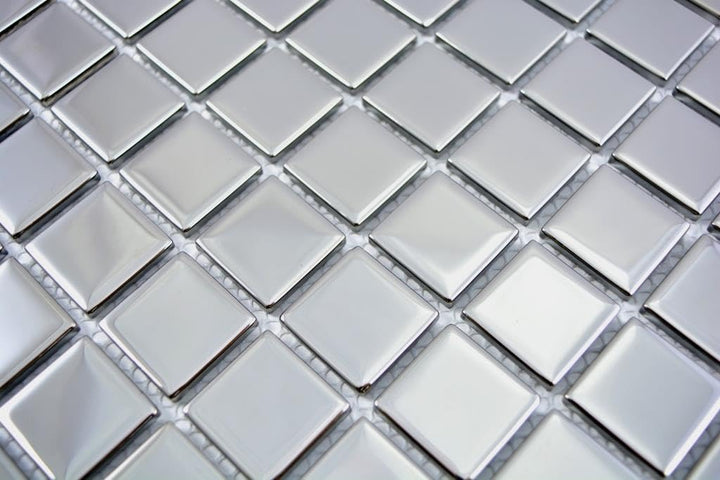 Mosaik Quadrat Crystal uni silber Glasmosaik Transluzent Transparent 3D Fliesenspiegel, Mosaikstein