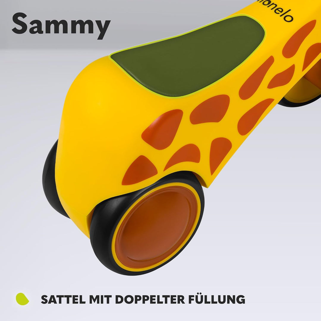 Lionelo Sammy Baby Rider 1 bis 3 Jahre, 4-Rad-Reiter bis 25 kg, rutschfeste Griffe mit Beleuchtung,