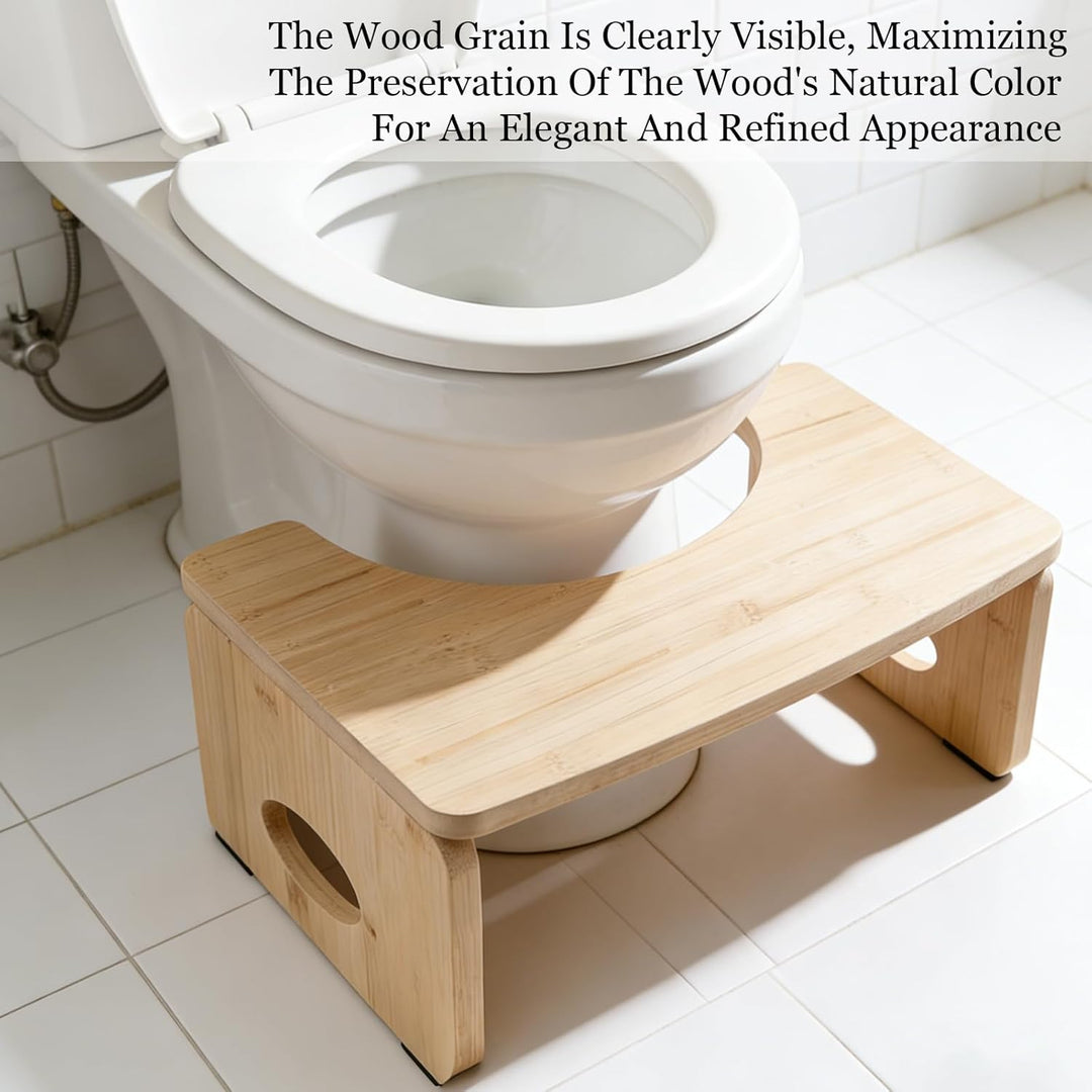 Bambus Toilettenhocker, Natürlicher Klappbar Badhocker, Ergonomischer WC Hocker für Badezimmer, Kloh