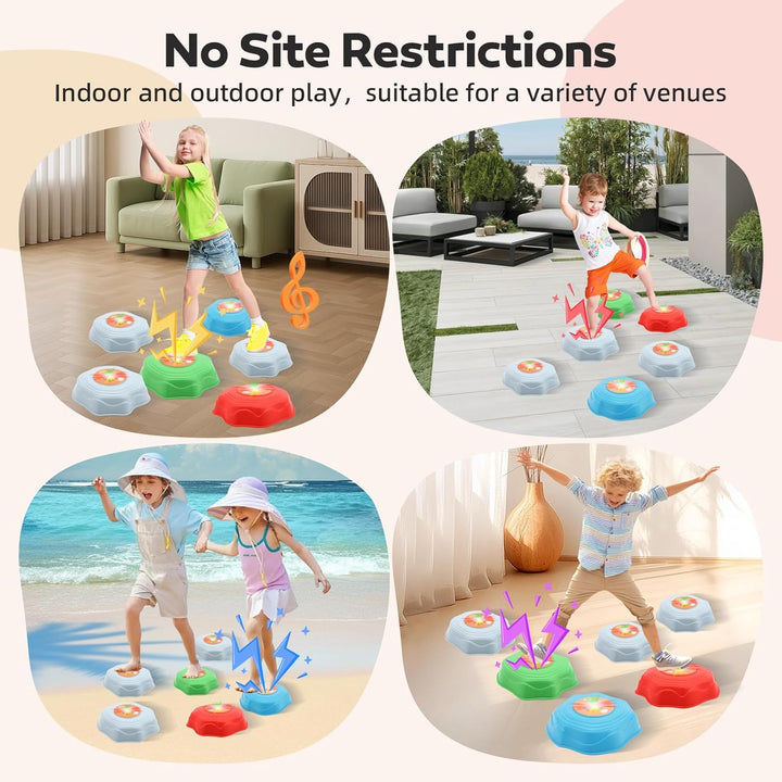 Balanciersteine für Kinder mit Licht und Musik 6er Rutschfest und Stapelstein Balance Steine Set Sen