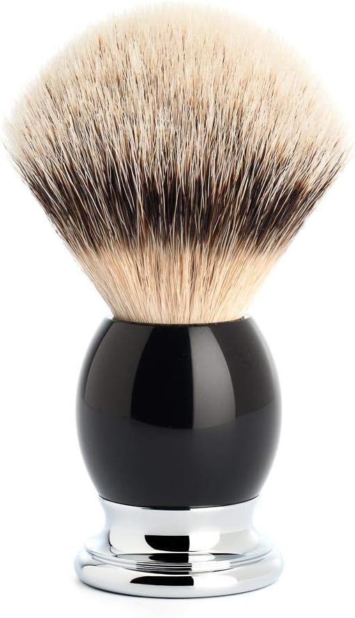 MÜHLE Rasierset mit Schale - Sophist Serie - Silberspitz Dachszupf - Rasierhobel - Edelharz schwarz