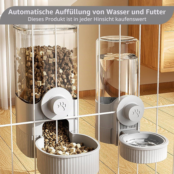 Automatischer Futter und Wasserspender: PRITOK 2 Stück Futterspender und Wasserspender für Haustiere