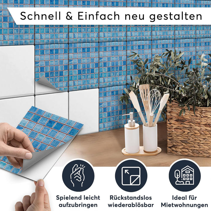 CREATISTO Klebefliesen Stickerfliesen Fliesenfolie - Hochwertige Sticker Aufkleber für Wandfliesen I
