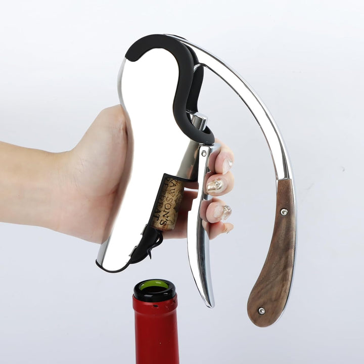 KAYCROWN Weinflaschenöffner aus Edelstahl, vertikaler Hebel-Korkenzieher mit integriertem Folienschn