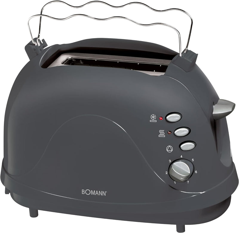 Bomann Toaster TA 246 CB, kompakter 2-Scheiben Toaster, Auftaufunktion, Aufwärmfunktion, Schnellstop