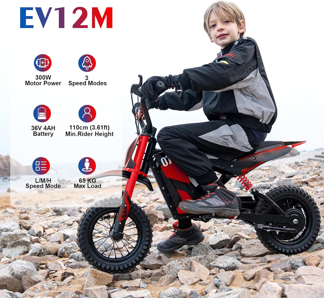 EVERCROSS EV12M Elektro Motorrad Kinder, Elektromotorrad mit 300W Motor, 3 Geschwindigkeitsmodus, 15