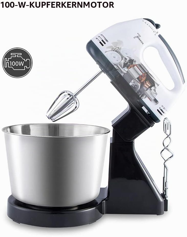 1.7L Küchenmaschine Dough mixer, 100W Kneading Machine Knetmaschine 7 Geschwindigkeiten einstellbar,