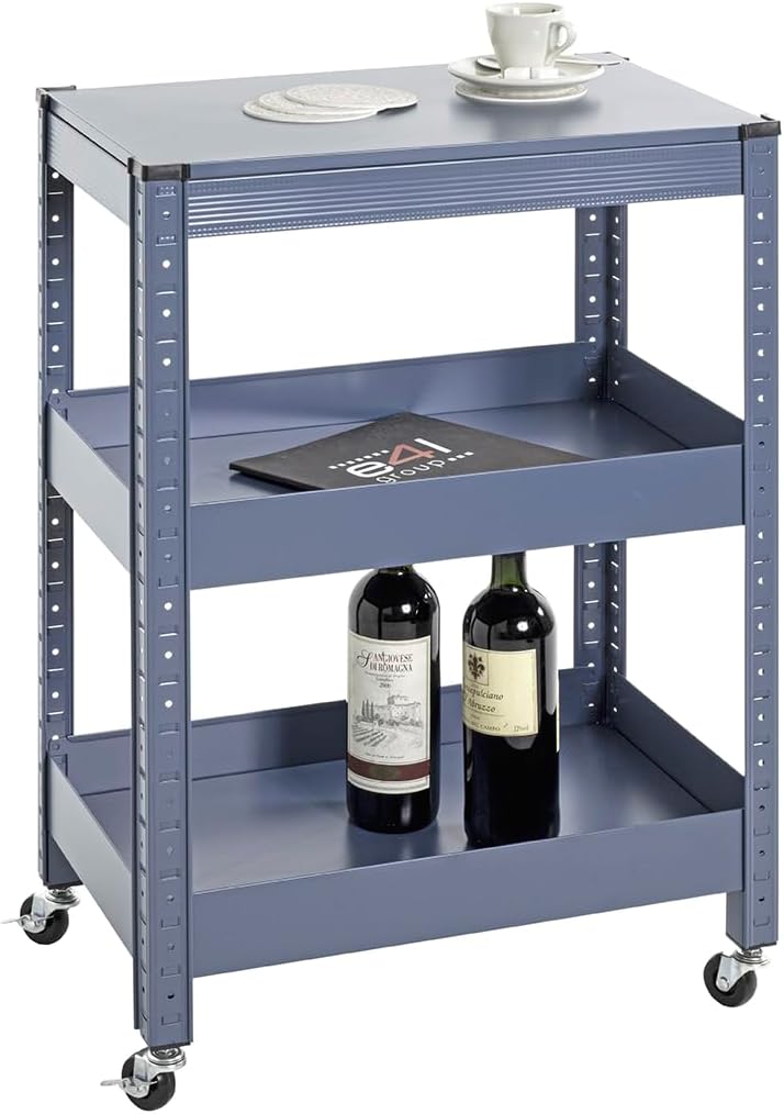 HAKU Möbel Servierwagen, blau, Metall - Masse: B 50 x H 75 x T 32 cm, Style: Modern, Blau