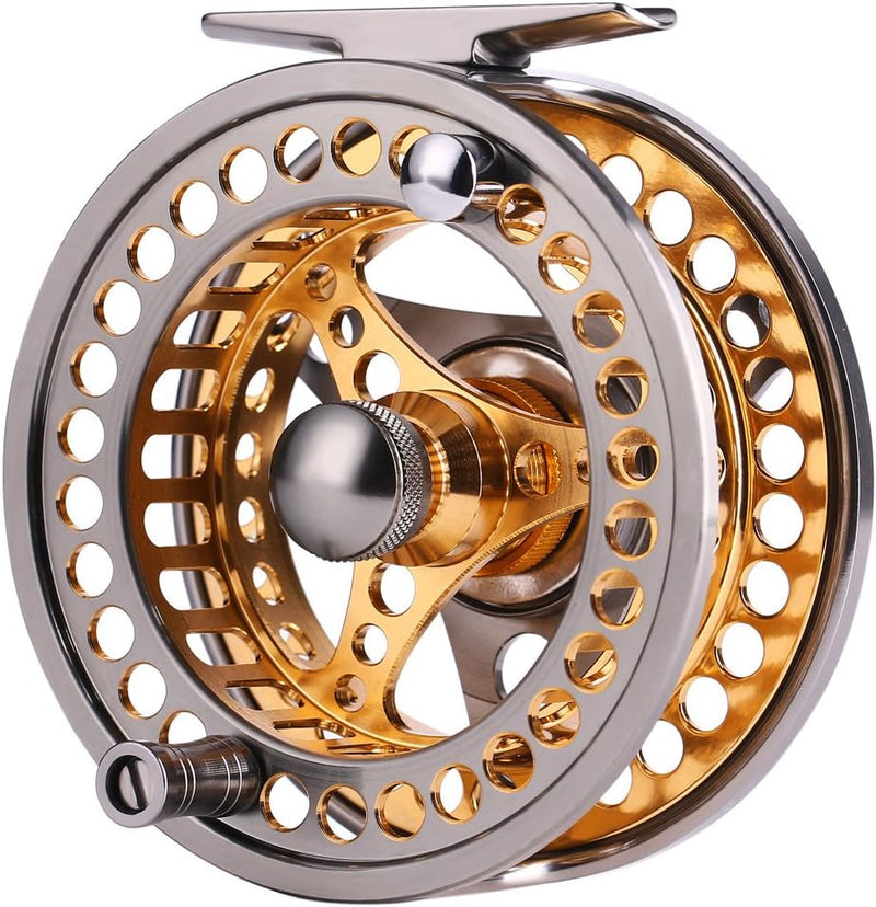 Sougayilang Angelrolle für Fliegenfischen, gross, 2 + 1 BB mit CNC-gefrästem Gehäuse und Spule aus A