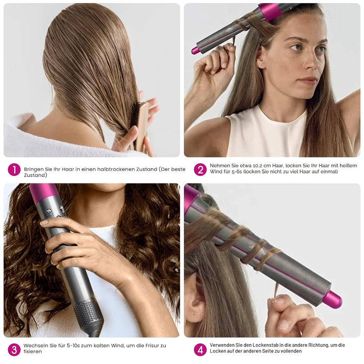 2 Stück lange Lockenwickler für Dyson Airwrap Styler, 30 mm links und rechts Lockenwickler, Rollstab