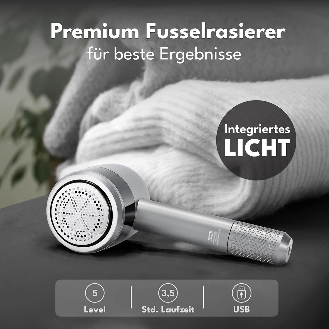 LEBENLANG Premium Fusselrasierer Elektrisch 4000mAh - Inkl. LED Display & Taschenlampe I 5 Modi & 3,