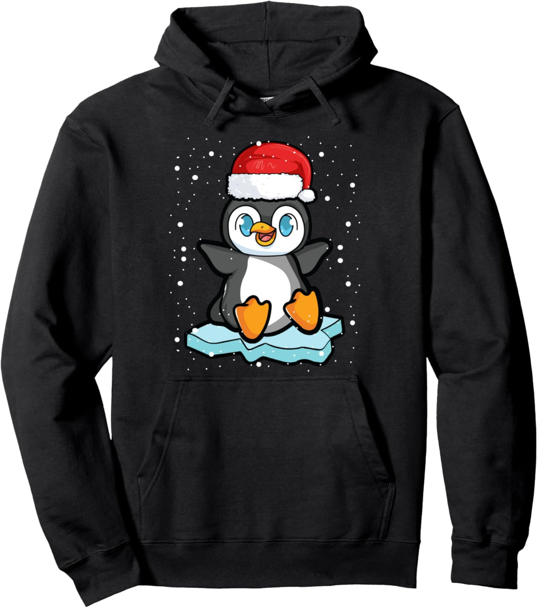 Weihnachten lustiger Pinguin Schneeflocke Weihnachtsmann Pullover Hoodie