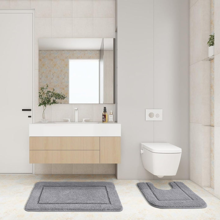 Badematte 60x90 cm, rutschfest & Waschbar, Weicher Mikrofaser Badezimmerteppich, Saugfähig & Schnell