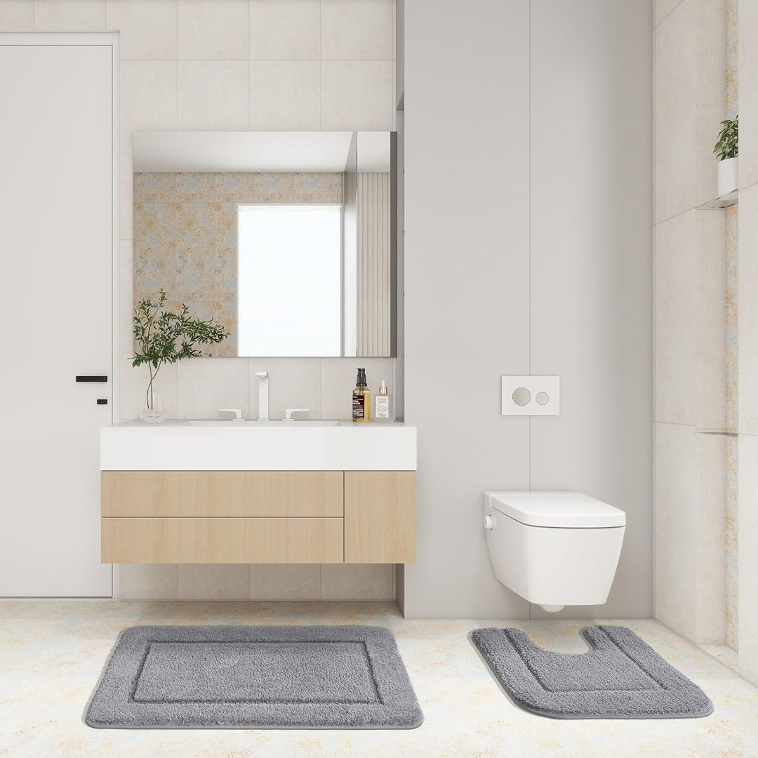 SOANNY Badezimmermatte 2er Set, Hochdichte, rutschfeste Mikrofaser Badematte, 53x86 cm Badezimmer Te