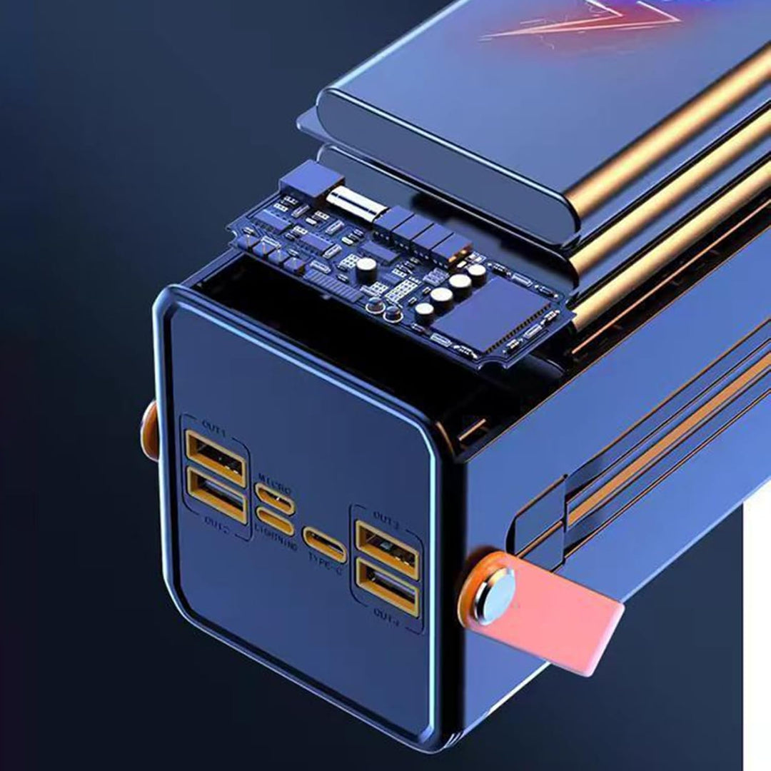 Solar Ladegerät, 120W Outdoor Powerbank, 50000mAh Überlebensausrüstung mit Licht 4 Ausgänge 3 Eingän