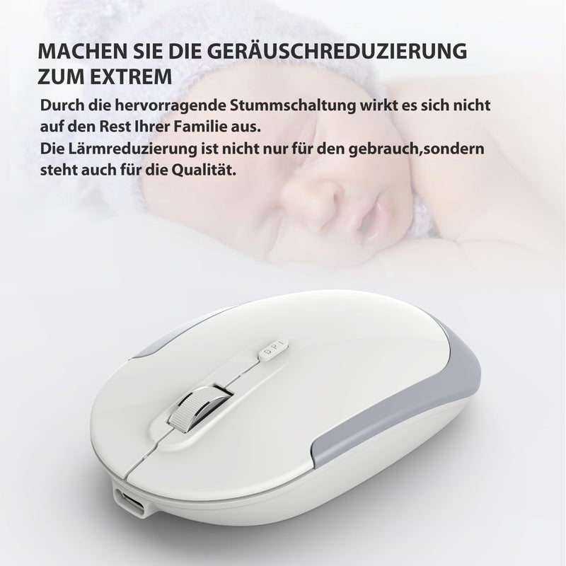 2.4G Maus Set kabellos, iclever Aluminium Wireless Slim Tastatur QWERTZ Layout (Deutsch), für Comput