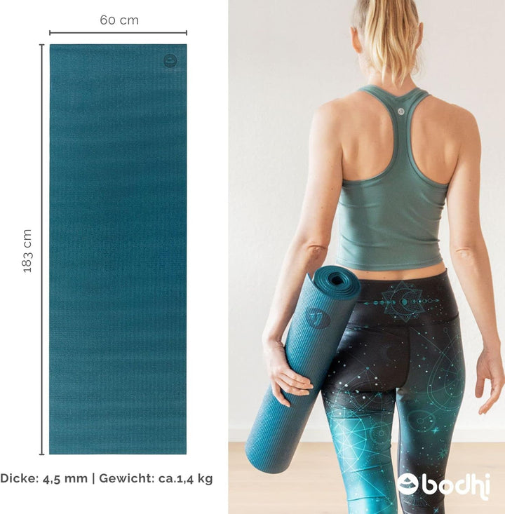 Bodhi Yogamatte Asana | Universelle Übungsmatte | Schadstofffrei &amp; Waschbar | Matte aus PVC | Fitnes