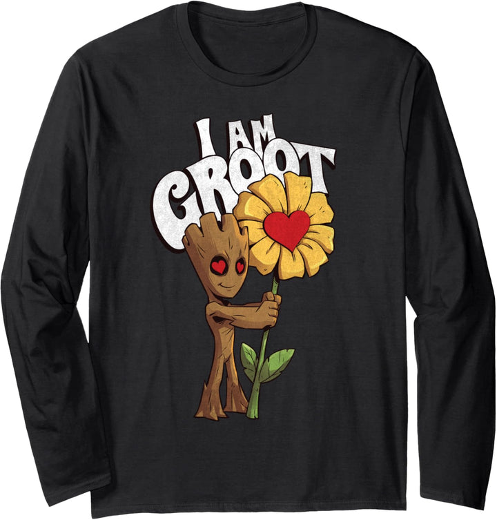 Marvel Guardians I AM GROOT Daisy Flower Valentine's Langarmshirt