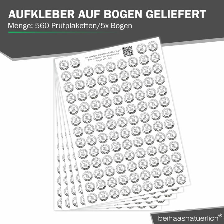 Fluxxx 560 Stk Prüfplaketten "Geprüft nach VDE", 20 mm Ø, Prüfetiketten nach DGUV V3, 2023-2028, sel