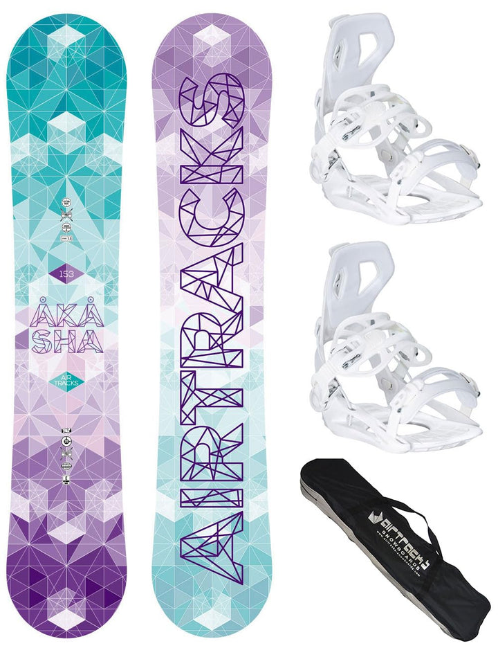 Airtracks Damen Snowboard Set – Akasha Lady Snowboard + Snowboardbindung Master W FASTEC ™ + Snowboa