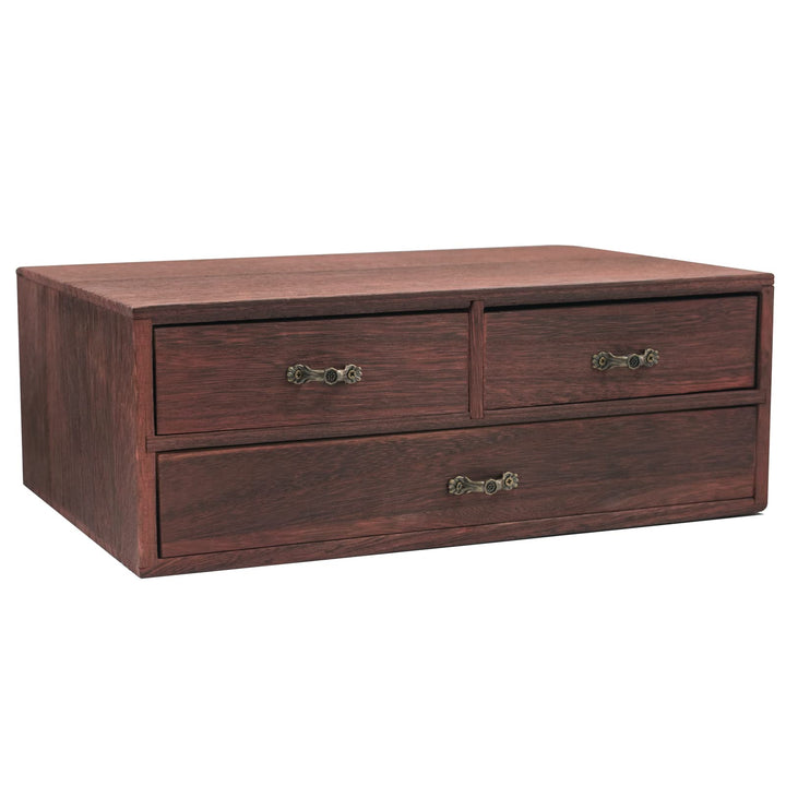 Holz Schreibtisch Organizer mit 3 Schubladen Holz Aufbewahrungsbox Heimarbeitsplatz Bürobedarf 2 Sto