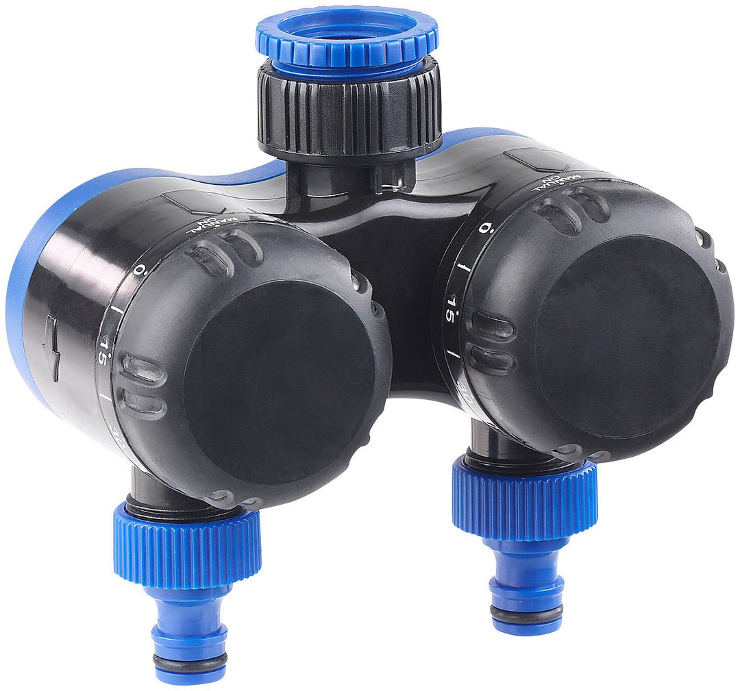 Royal Gardineer Wasser Timer: 2-Fach-Wasserverteiler mit mechanischer Bewässerungsuhr, bis 120 Min.