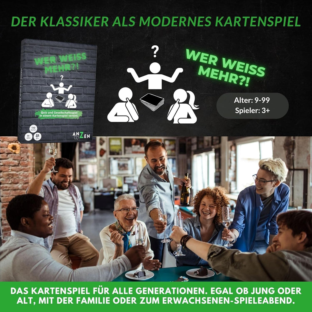WER Weiss MEHR - Kartenspiel für Erwachsene und Kinder | Quiz-Spiel | Gesellschaftsspiel-e | Kartenq