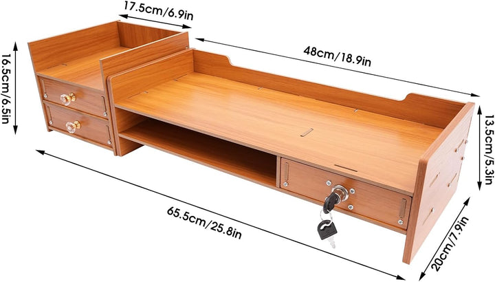 Kaichenyt Monitorständer, Bildschirm Ständer Holz Material Mit Schubladen 2 Ebenen Grosser Computer