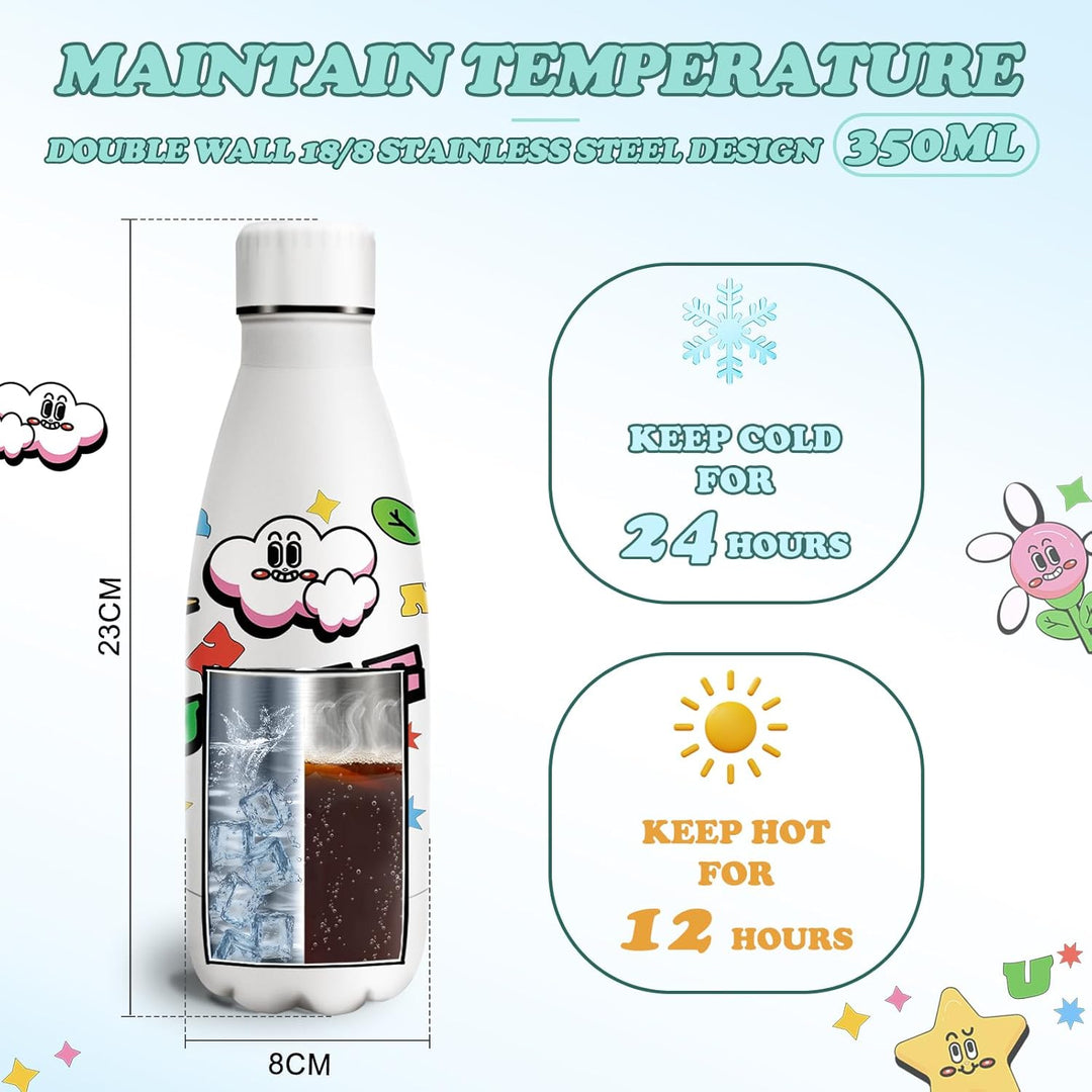 Grsta Trinkflasche Kinder, Thermosflasche 350 ml, Trinkflasche Kinder Auslaufsicher, Trinkflasche Ki