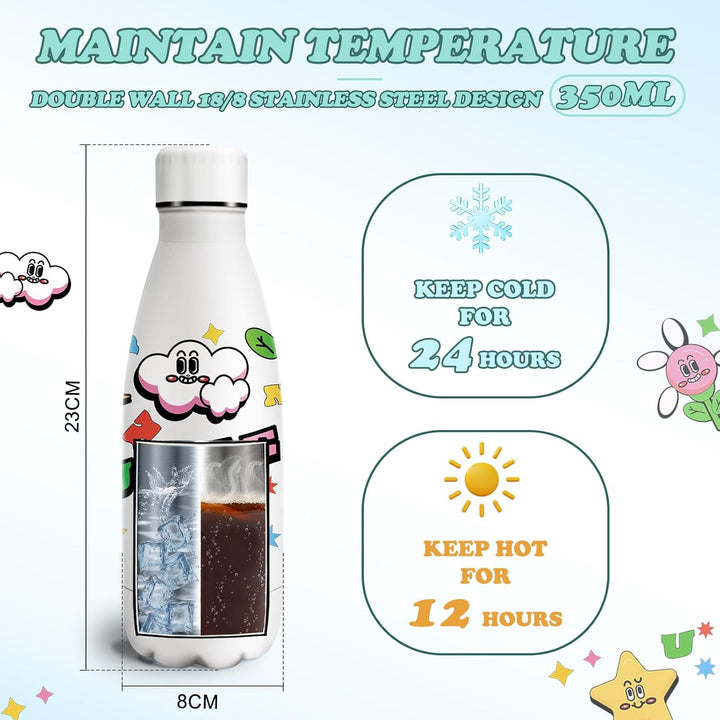 Grsta Trinkflasche Kinder, Thermosflasche 350 ml, Trinkflasche Kinder Auslaufsicher, Trinkflasche Ki