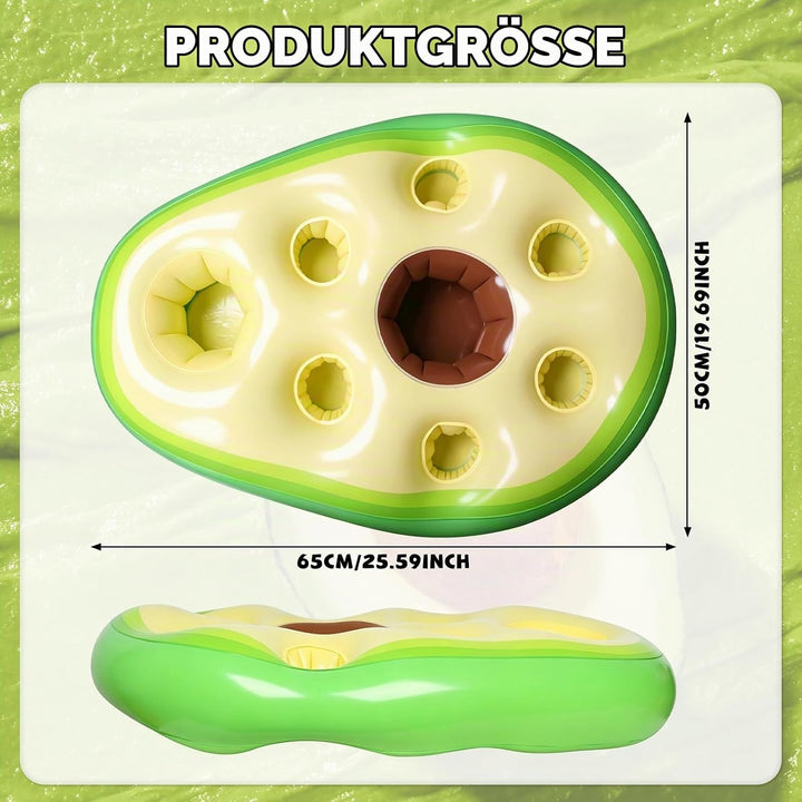 Pool Bar Aufblasbarer Getränkehalter, 2 in1 Avocadoform Getränke Snackhalter, 8 Löcher Grosse Kapazi