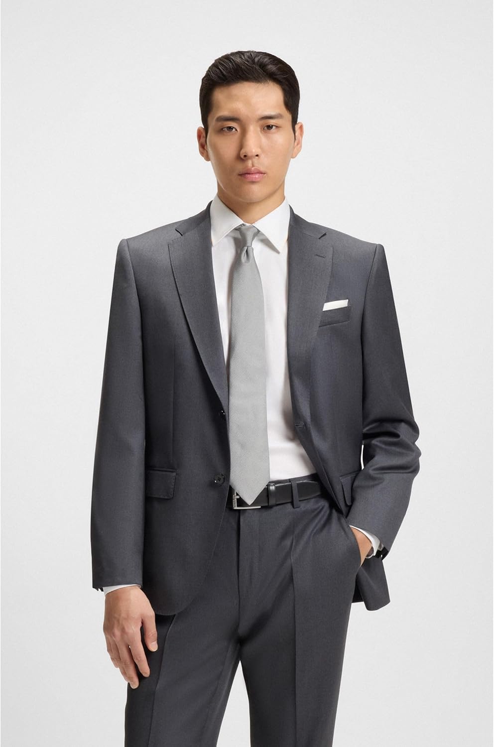 BOSS Herren Erron Sz35 Gürtel aus italienischem Leder mit silberfarbener Schliesse 80 Black1, 80 Bla