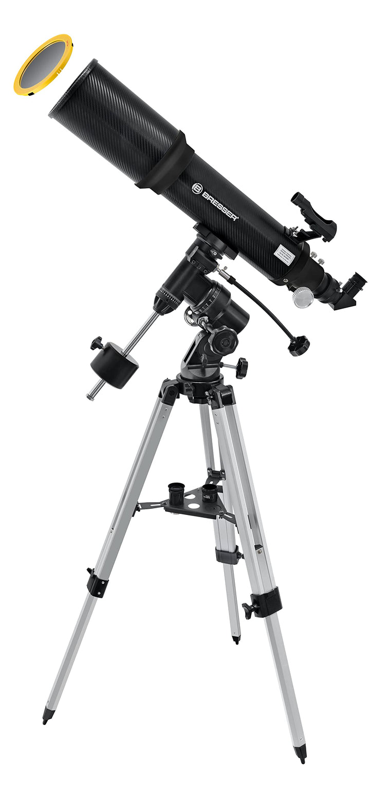 Bresser AR-102/600 EQ-3 Refraktor Teleskop mit 3-Bein-Stativ aus Aluminium, EQ3-Montierung, LED-Leuc