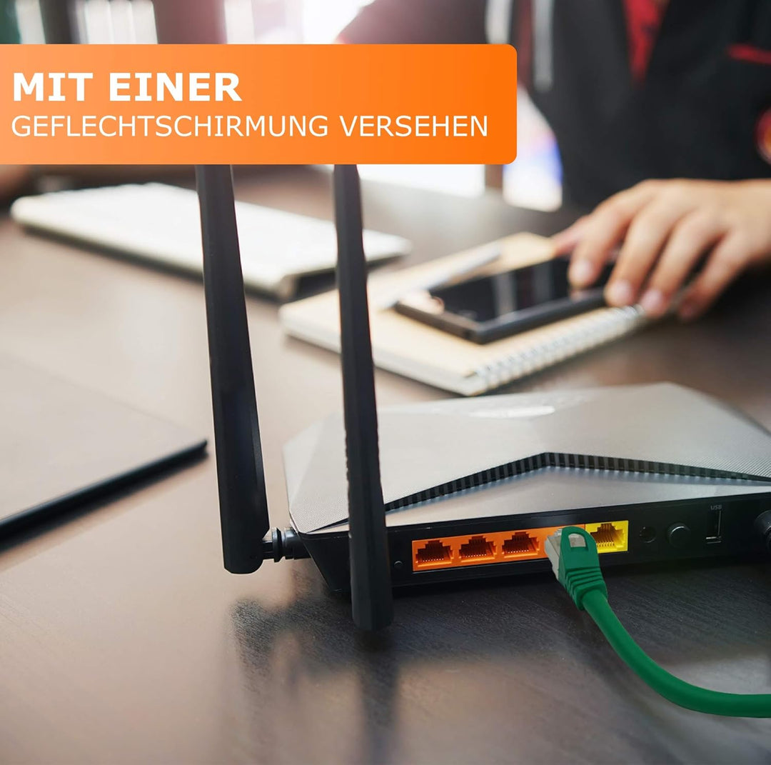 1aTTack.de 30m - grün - 1 Stück CAT.7 Netzwerkkabel Patchkabel SFTP PIMF LSZH Gigabit Lan Kabel 10Gb