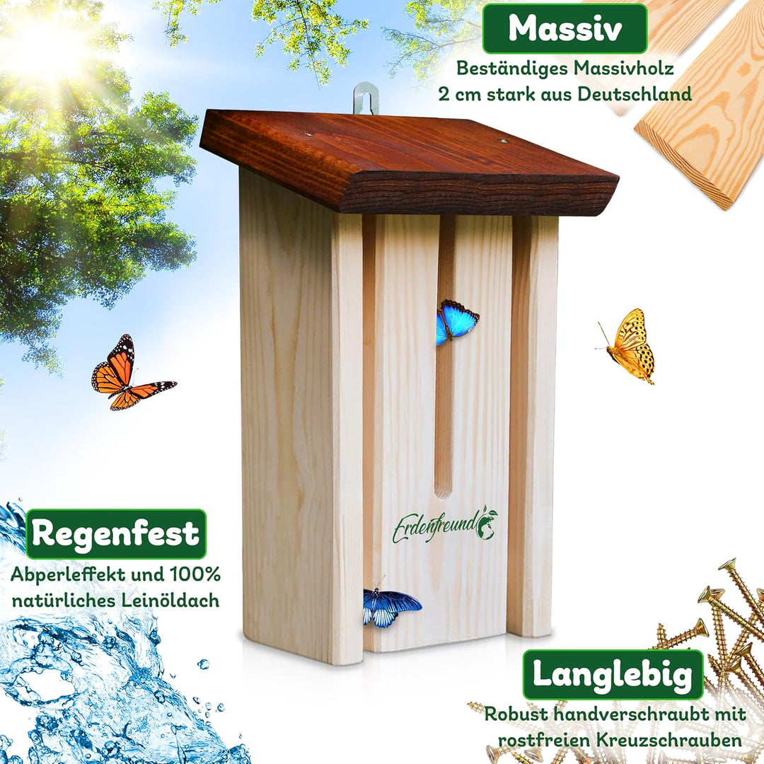 ERDENFREUND® Schmetterlingshaus 100% splitterfrei für zarte Schmetterlingsflügel Schmetterlingshotel