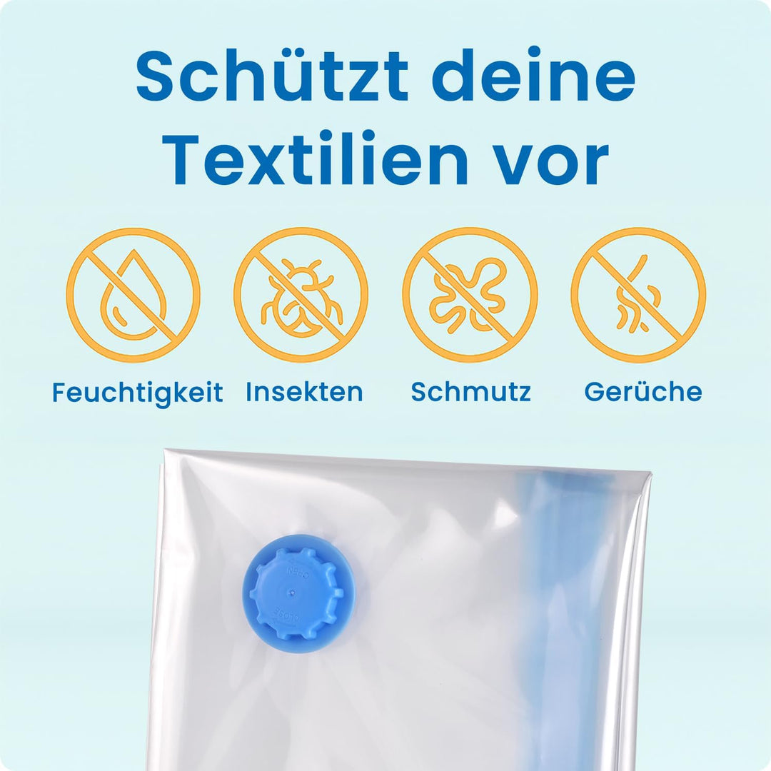Die Vakuumbeutel für Kleidung und Bettdecken von figg (6er Set 2 Jumbo, 2XXL & 2 L gross) - 6 Vakuum