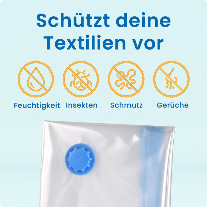 Die Vakuumbeutel für Kleidung und Bettdecken von figg (6er Set 2 Jumbo, 2XXL & 2 L gross) - 6 Vakuum