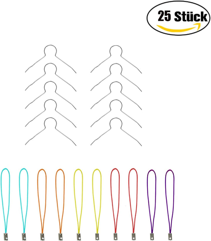 25 Deko-Eier Ostern [6 cm, Kunststoff] + 25 Aufhänger für Ostereier + 10 Schaschlik-Spiesse fürs Mar
