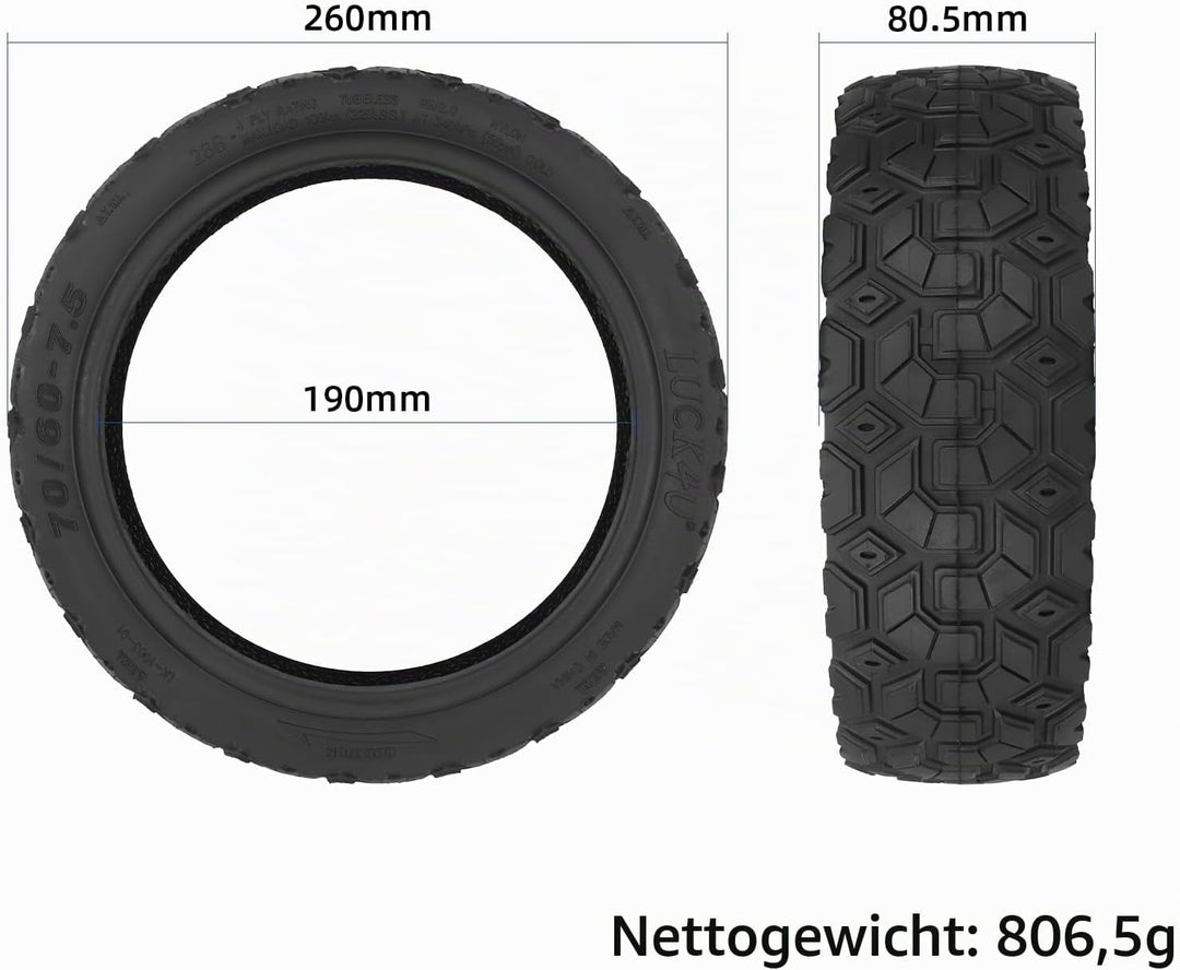 70/60-7,5 Schlauchloser Reifen für Segway Ninebot ZT3 Pro/ZT3/G3, 11 Zoll Tubeless Reifen, Verdickte