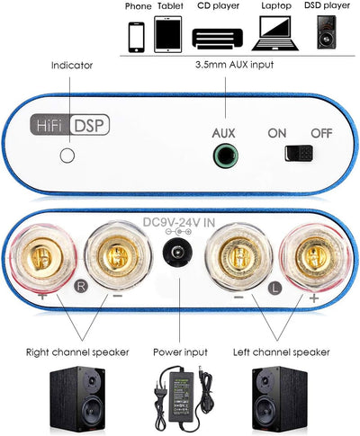 Nobsound NS-10G PRO Hi-Fi DSP 100W (50W x 2) Digital Bluetooth 5.0 Amplifier 2.0 Channel Stereo Powe