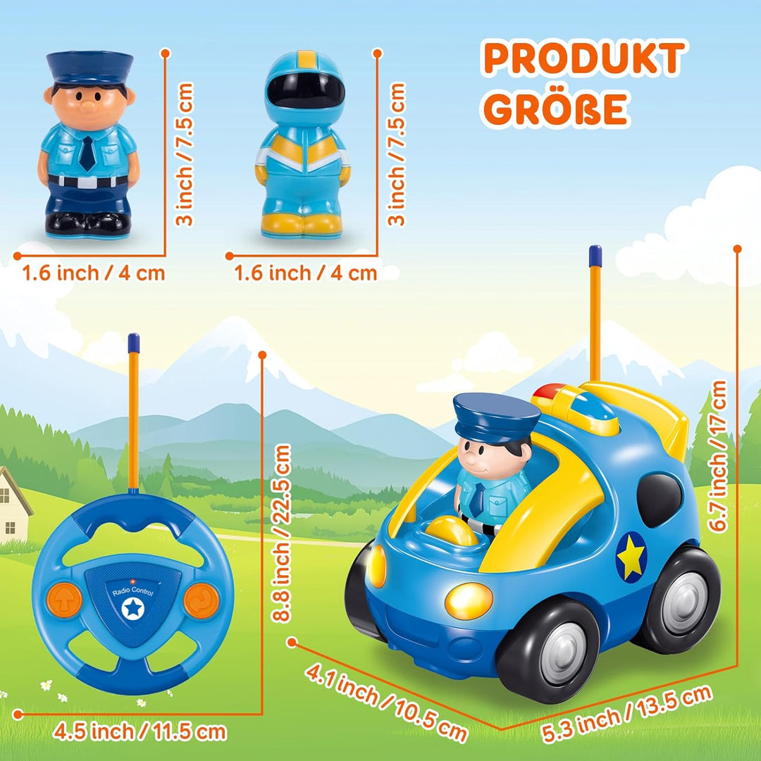 Pup Go Kids Fernbedienung Cartoon Polizeiauto - Radio Control Rennwagen Spielzeug mit Musik und Lich