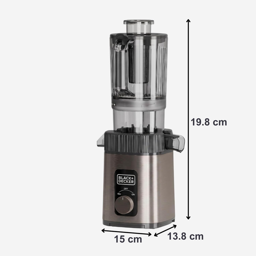 Black+Decker - Entsafter Slow Juicer | Kaltpressen | 110 mm Einfüllöffnung | 800 ml Saft / 600 ml Tr
