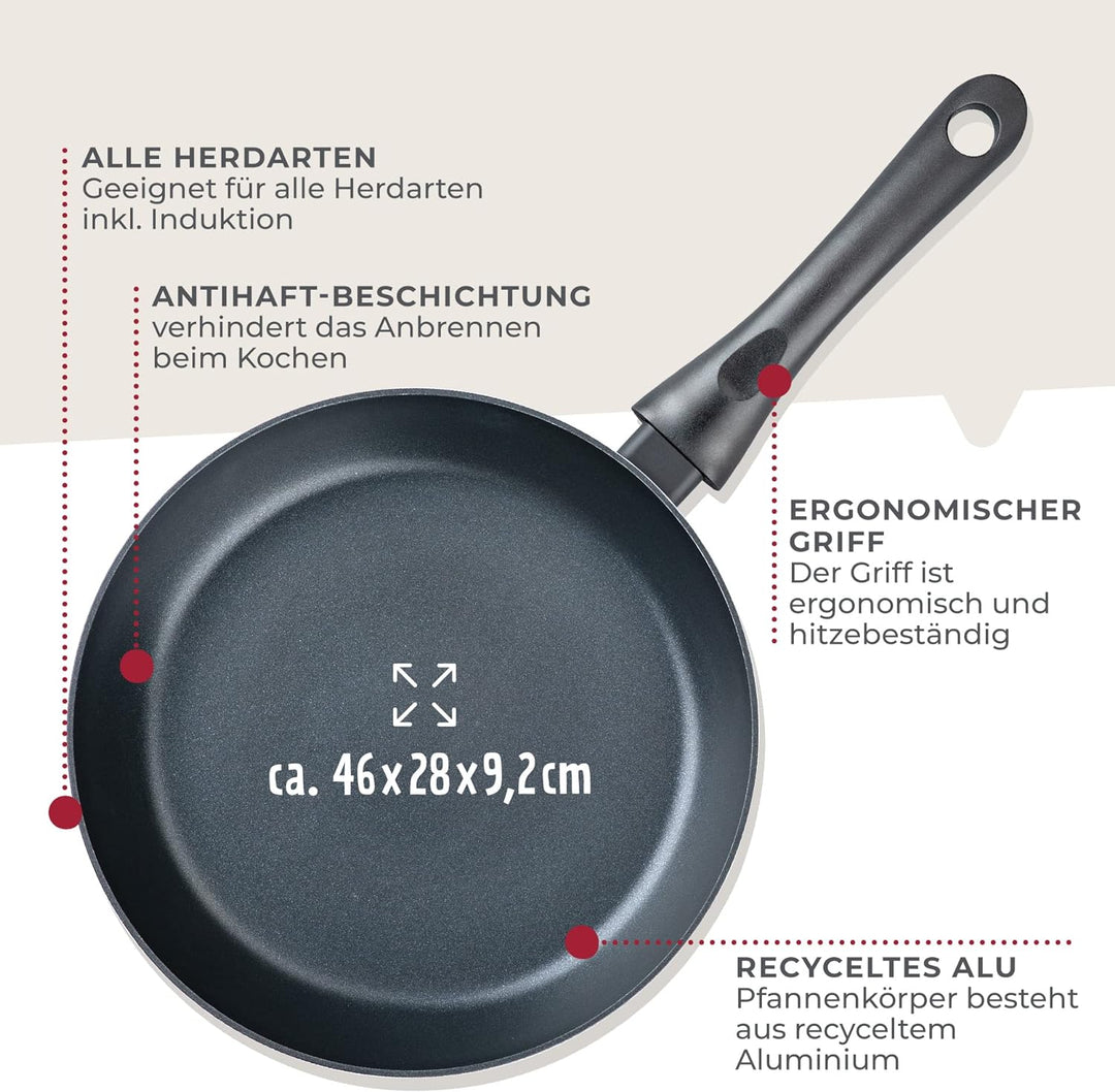 FACKELMANN Bratpfanne Arcadalina 28cm – Antihaft-Pfanne aus 90% recyceltem Aluminium mit ergonomisch