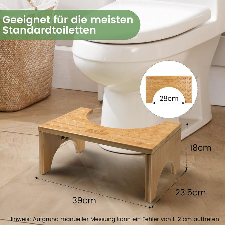 DEANIC Bambus Toilettenhocker für Erwachsene, Natürlicher Klappbarer Badhocker mit Anti-Rutsch-Pads,