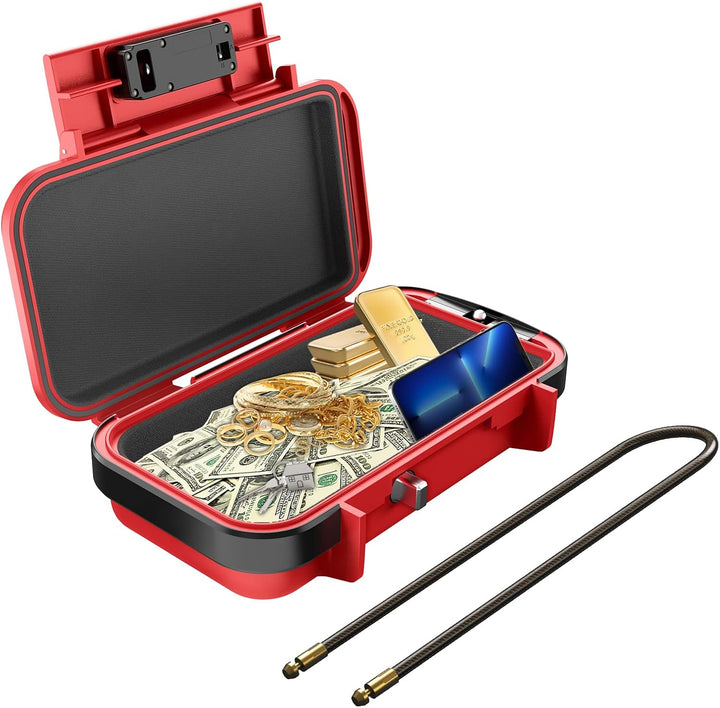 Brifit Tragbarer Tresor mit Zahelncode, Sicherheitsbox mit Abnehmbarem Drahtseil, Wasserdicht Anti-D