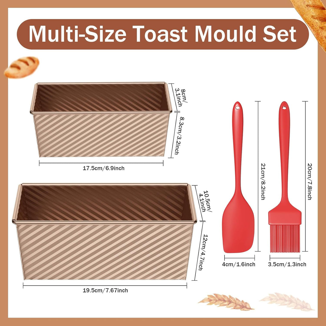 JSCORES Toast Brot Backform Set, 4PCS Antihaft Brot Toastform mit Deckel, Brotbackform für Toast Kuc