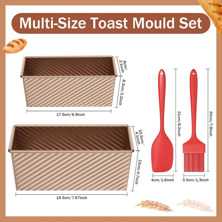 JSCORES Toast Brot Backform Set, 4PCS Antihaft Brot Toastform mit Deckel, Brotbackform für Toast Kuc