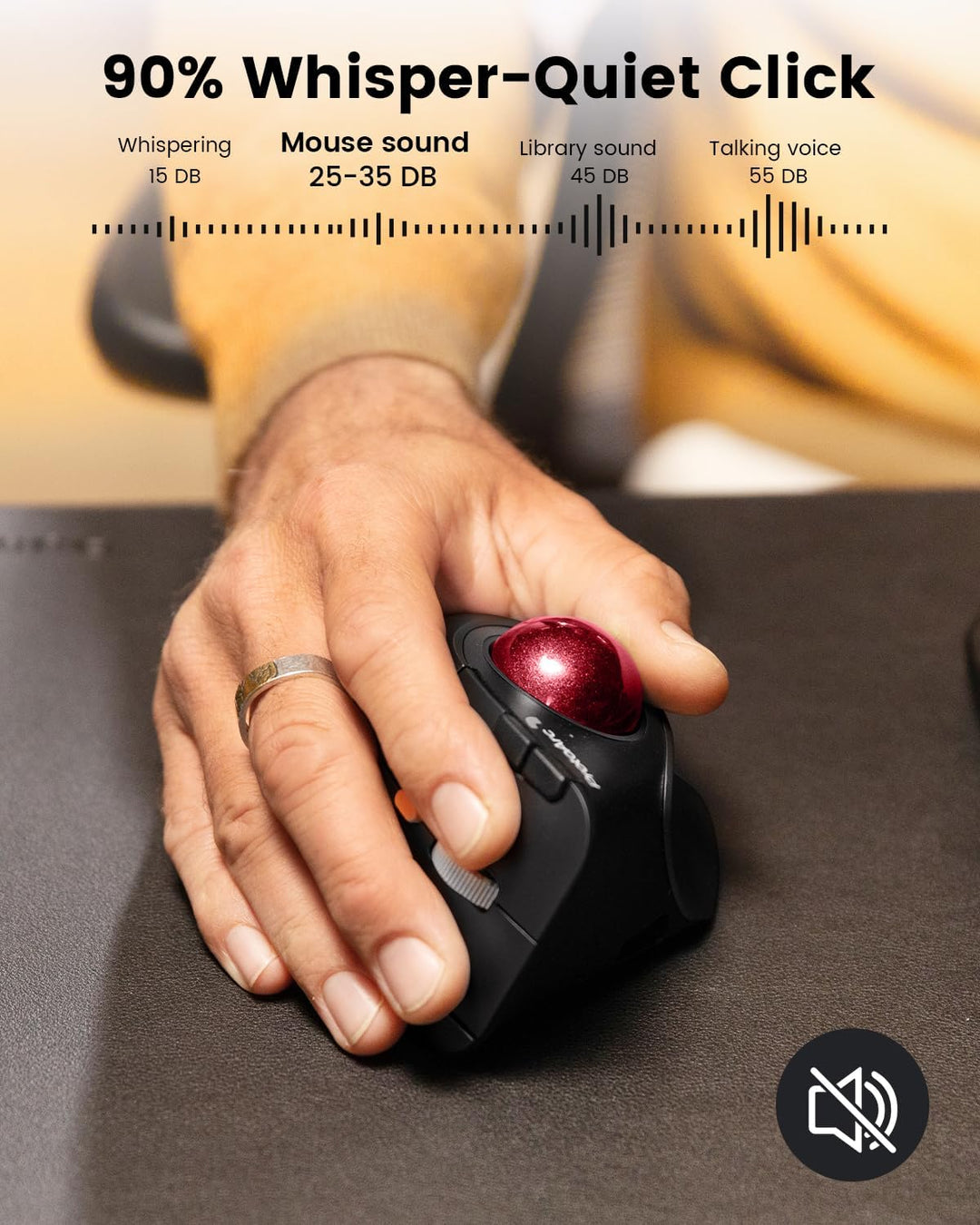 ProtoArc EM05 NL Vertikale Trackball Maus, Kabellos Bluetooth Ergonomische Rollerball Maus mit Finge